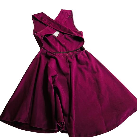 Lulus Going Steady Cross Open Back Skater Dress Size XS Plum Purple - Picture 4 of 9